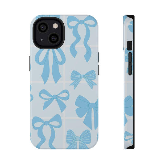 Chic Blue Bow Impact-Resistant Phone Case