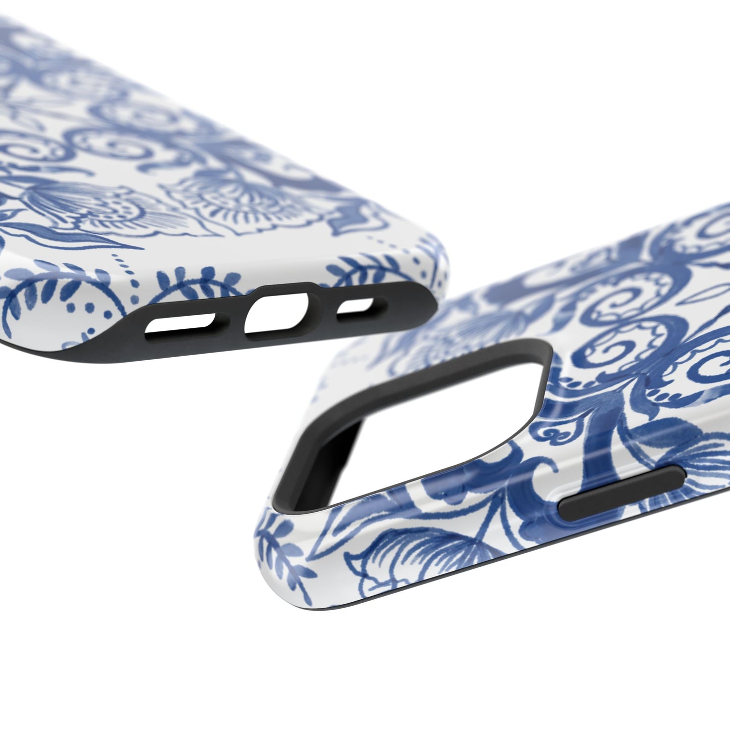 Blue Vintage Floral Impact-Resistant Phone Case