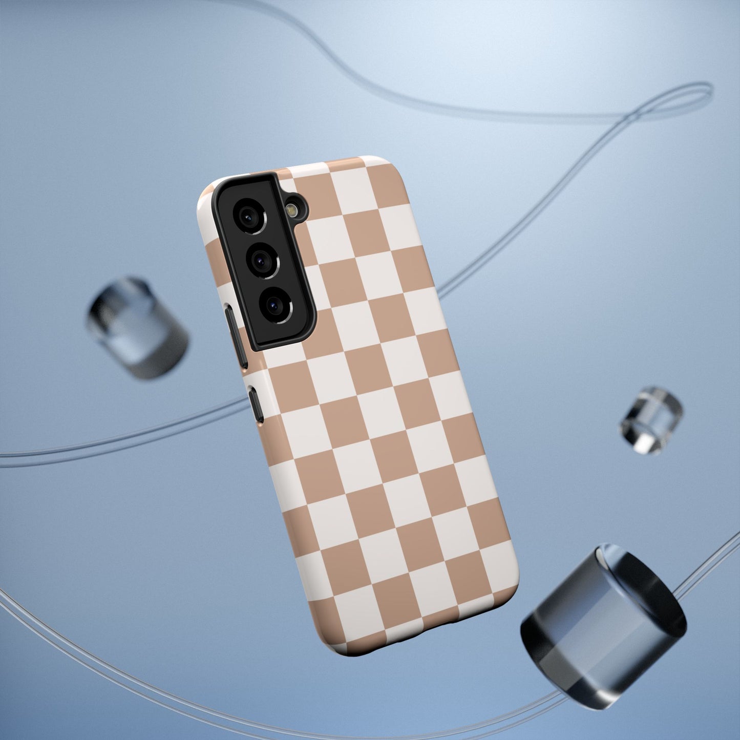 Neutral Checkered Impact-Resistant Phone Case