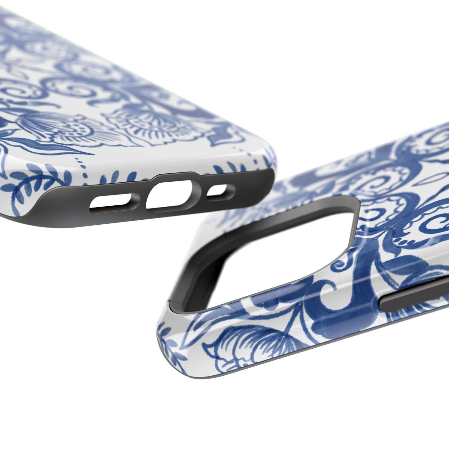 Blue Vintage Floral Impact-Resistant Phone Case