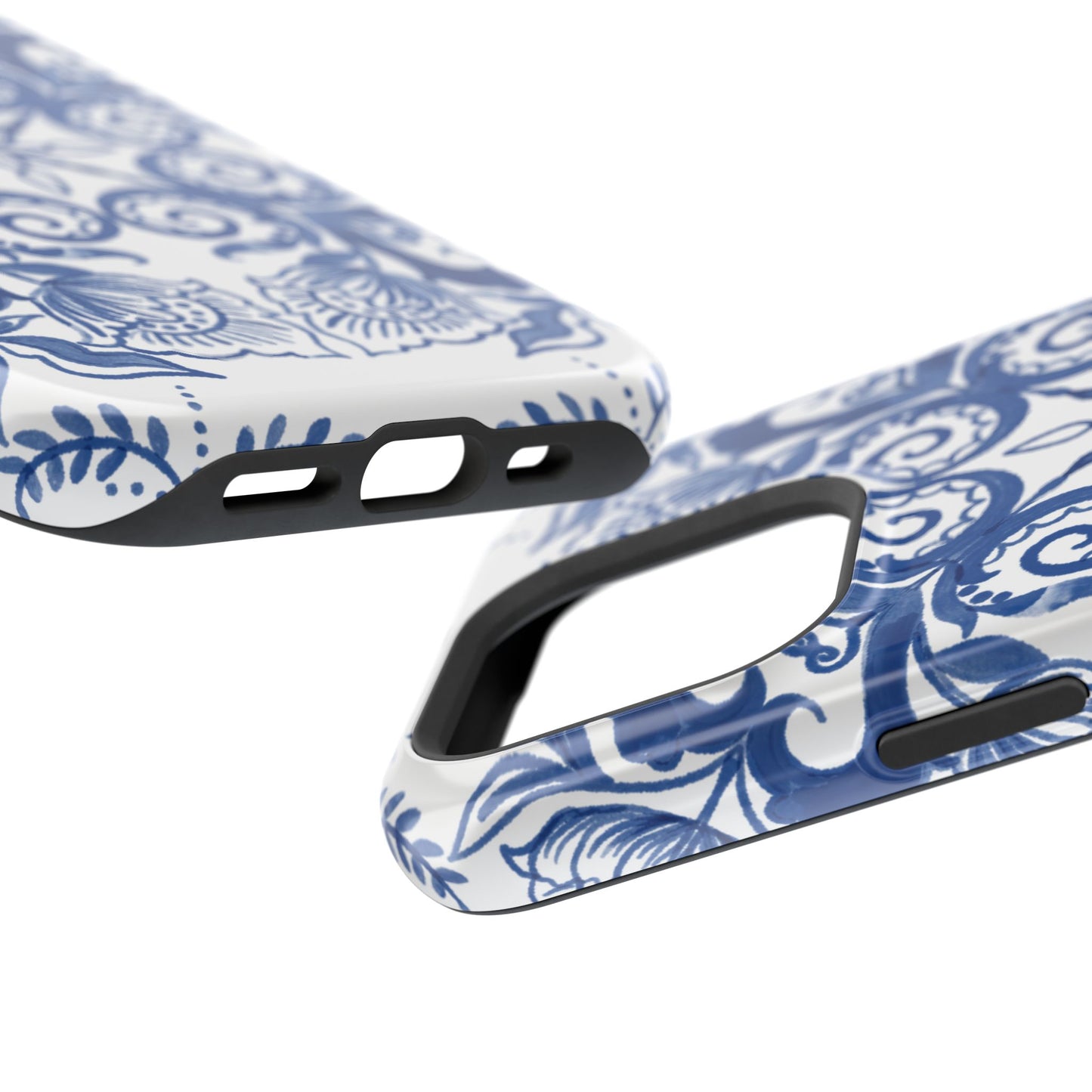 Blue Vintage Floral Impact-Resistant Phone Case